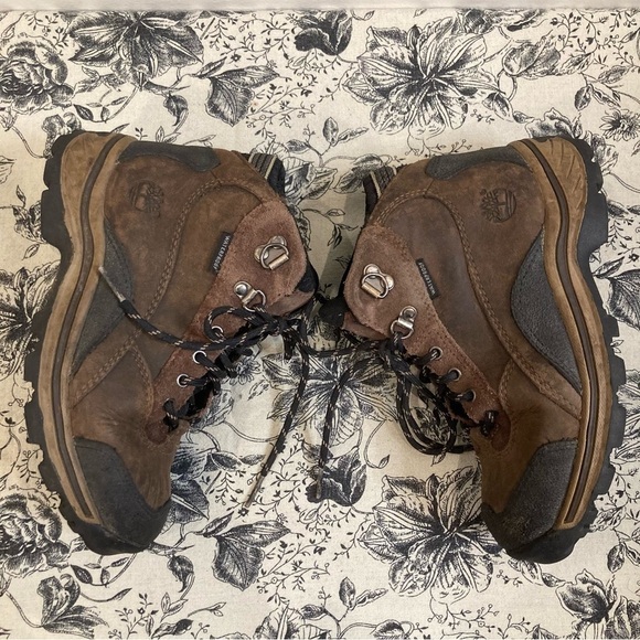 TIMBERLAND Sz 2Y  Hiking Leather Lace Up Ankle Boots Unisex - Picture 6 of 12